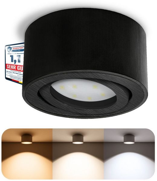 SSC-LUXon LED Aufbaustrahler CELI-1B LED Aufbauspot schwarz 6W dimmbar warm/neutral/tageslicht, Tageslichtweiß, Warmweiß, Neutralweiß
