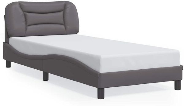 Einzelbettgestell Design für Erwachsene ohne Matratze Grau 90x200 cm Kunstleder d4851e