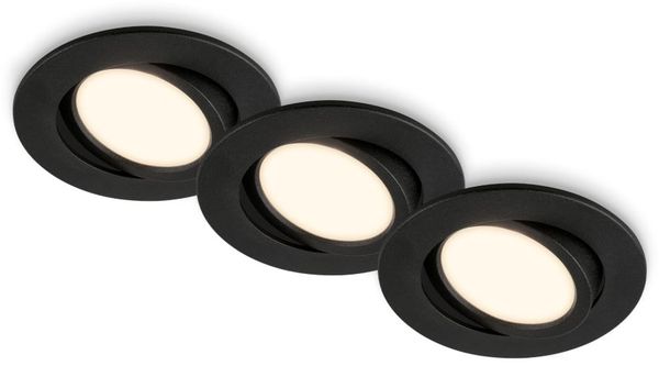 Briloner 3er Set LED Einbauleuchten Piwo schwarz Ø 8 cm