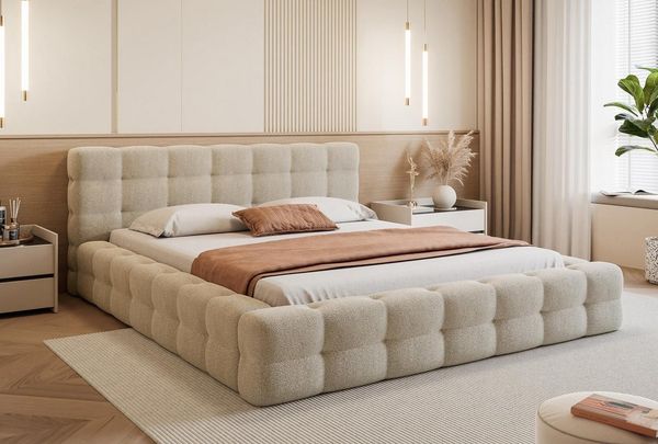 Compleo Polsterbett CLOUDY, Wolkenbett, Funktionales Doppelbett, Luxuriöses Schlafzimmerbett