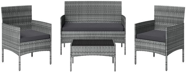 STEELSØN 'Thalora' Gartenlounge2 Set, 4-tlg. Sitzgruppe mit Sofa, 2 Stühlen und Tisch, inkl. Kissen, grau-meliert/anthrazit, aus Polyrattan Bild 9