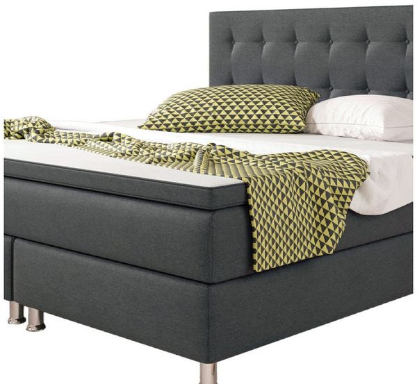 inter Boxspringbett Boxspringbett K-01 Webstoff (Komplettbett Set, Bett 180x200 cm inkl. Kopfteil mit 7-Zonenmatratzen und Topper), H3, SOFORT LIEFERBAR