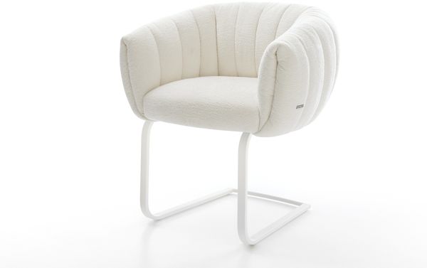 Freischwinger Jada-Flex Bouclé Soft Beige Freischwinger flach Weiß Taschenfederkern