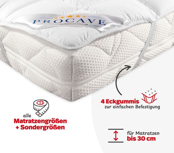 Matratzenschoner atmungsaktive Matratzenauflage 4 Eckgummis div. Größen PROCAVE, Microfaser Soft Topper, 50x100 cm Bild 3