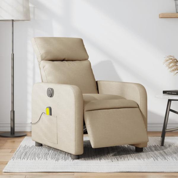 vidaXL Massagesessel Elektrisch Creme Stoff 3206698