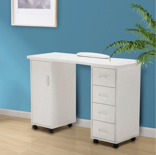 Barberpub Schminktisch Barberpub Studiotisch Manikürtisch Nageltisch 0600, mit Schubladen, mit Schrank, Rollen, MFC, 120 × 47 × 80 cm