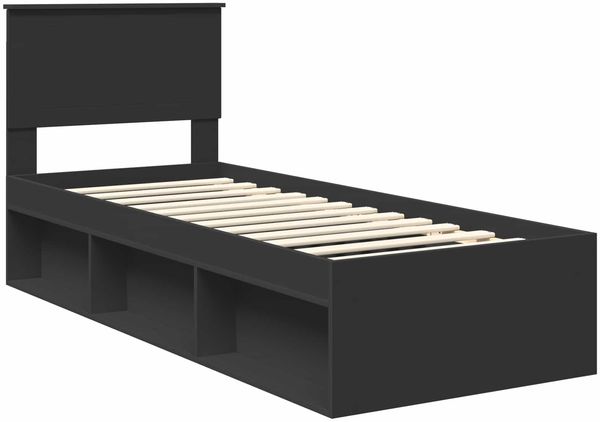 vidaXL Bettrahmen Schwarz 75 x 190 cm Massives Kiefernholz 3410664 Bild 4