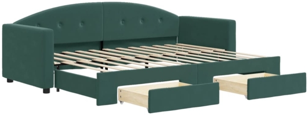 vidaXL Tagesbett Ausziehbar mit Schubladen Dunkelgrün 80x200 cm Samt 3197344