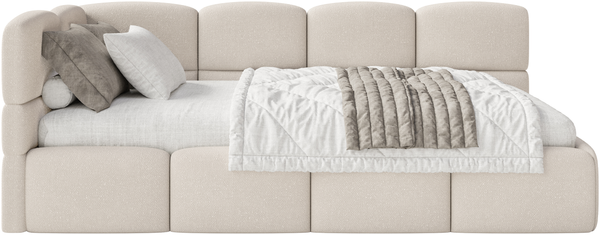 Selsey 'Cloudy' Jugendbett 120 cm, Bettkasten, Chenille, Kopfteil links, Creme Bild 6