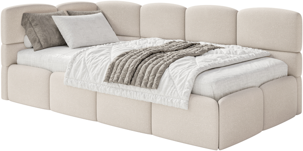 Selsey 'Cloudy' Jugendbett 120 cm, Bettkasten, Chenille, Kopfteil links, Creme