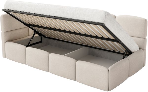 Selsey 'Cloudy' Jugendbett 120 cm, Bettkasten, Chenille, Kopfteil links, Creme Bild 4