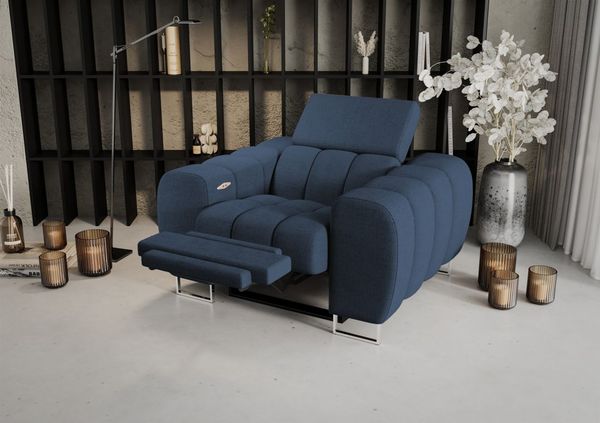 Sessel mit Relaxfunktion BASTIEN RELAX in Stoff Moly Dunkelblau