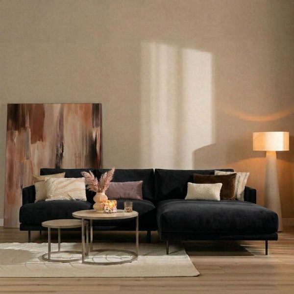 Bronx71 Ecksofa Denver Samt schwarz rechts