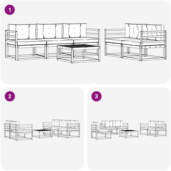 vidaXL Outdoor-Sofagarnitur mit Kissen 6 pcs Natur und Beige 3367181 Bild 7