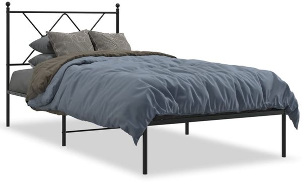 Einzelbettgestell Design für Erwachsene mit Kopfteil Metall Schwarz 90x190 cm d2805e
