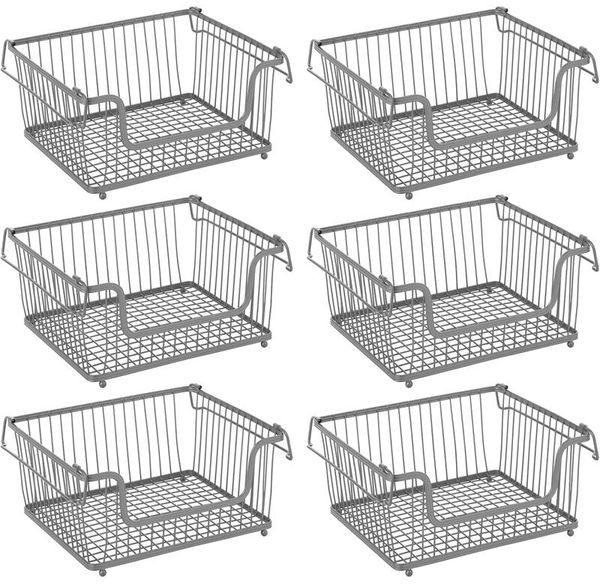 mDesign Ablagebox Stapelkorb Aufbewahrung Organizer 6er Set Metall Dunkelgrau