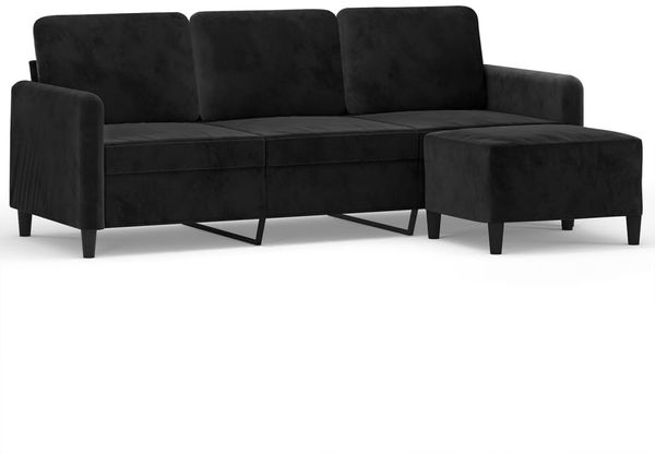 vidaXL 3-Sitzer-Sofa mit Hocker Schwarz 180 cm Samt 3201179 Bild 2