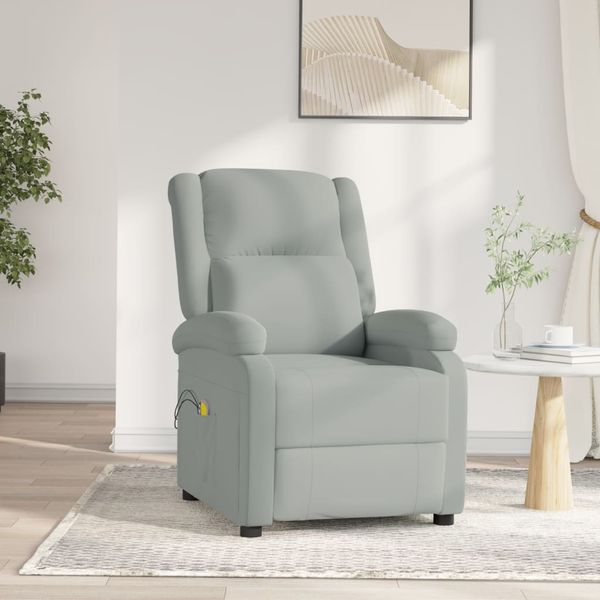 vidaXL Massagesessel Elektrisch Hellgrau Samt 3098404