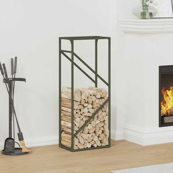 vidaXL Brennholzregal Olivgrün 40x25x100 cm Kaltgewalzter Stahl 864334