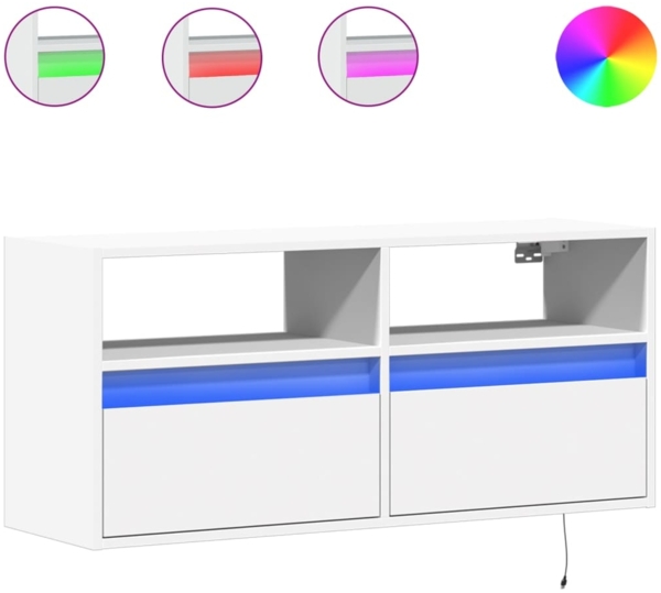 vidaXL TV-Wandschrank mit LED-Beleuchtung Weiß 100x31x45 cm 852334