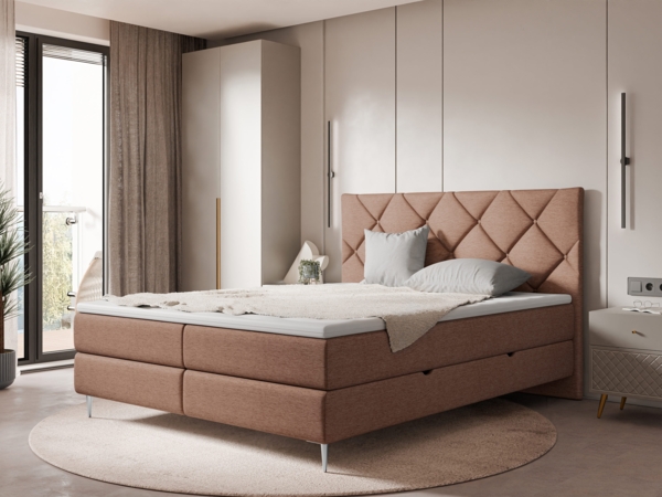 Boxspringbett Liztuko (Farbe: Verita 52, Füße: Chrom, Größe: 160 x 200)