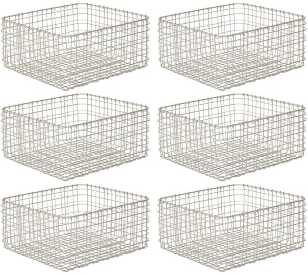 mDesign Allzweckkorb Aufbewahrung Drahtkorb Organizer 6er-Set Metall Mattsilber