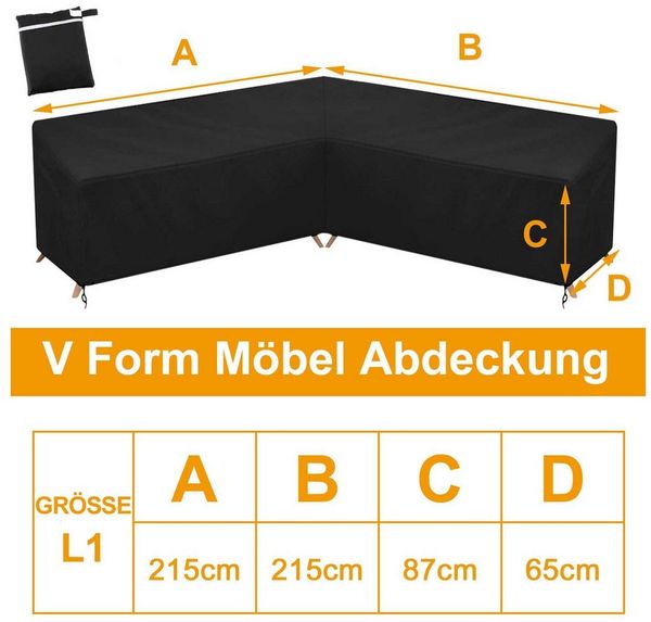 BTTO Gartenmöbel-Schutzhülle L-Förmige Gartenmöbel Abdeckung Gartenmöbel Schutzplane, Schutzhülle Abdeckplane Schutzhülle Plane Abdeckung