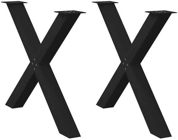 vidaXL Esstischbeine X-Form 2 Stk. Schwarz 90x(72-73) cm Stahl 4012984