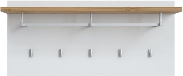 Garderoben-Paneel Halver / Hola, Holzwerkstoff, Weiß, Holzfarben, 90 x 41 x 30 cm