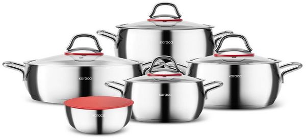 Karaca Topf-Set Karaca Emirgan XL 10-teilig Stahl Kochtopfset Induktion mit Behälter, (10-tlg)