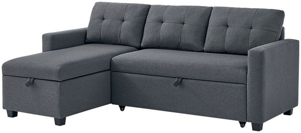Sofa L Form Campina Grau 226 x 163 cm mit Schlaffunktion Vitalispa