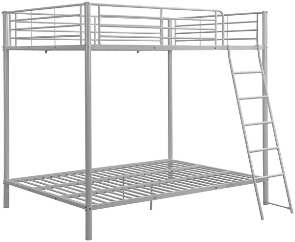 Vente-unique - GEMINI Bett Metall Silberfarben - B 140 cm x H 185 cm x L 199 cm