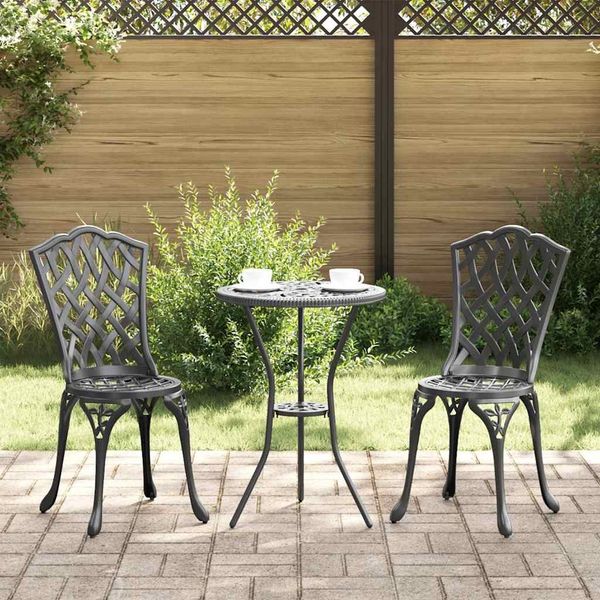 vidaXL Garten Bistro Set 3 pcs Schwarz Aluminium 42002391