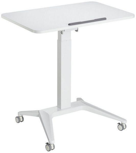 Maclean MC-453 Mobiler Laptop-Schreibtisch mit Pneumatischer Höhenverstellung Laptoptisch mit Rollen, 80x52 cm, max. 8 kg, Höhenverstellbar max. 109 cm (Weiß)
