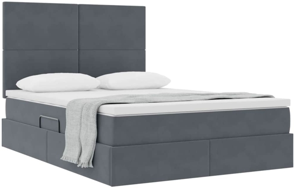 vidaXL Bett mit Stauraum und LED Dunkelgrau 140x200 cm Samt 3371974 Bild 2