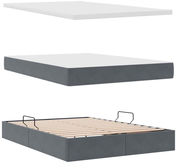 vidaXL Bett mit Stauraum und LED Dunkelgrau 140x200 cm Samt 3371974 Bild 7