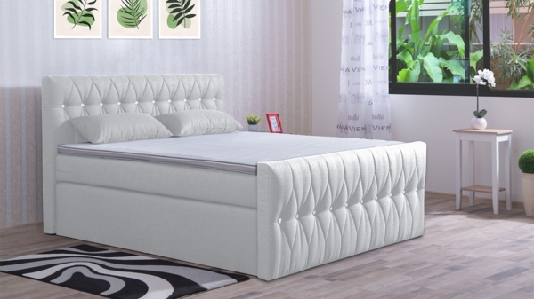 Meisterbetten Boxspringbett Cool 200x220 in WT-Weiss, Matratzenbezug Nano, Komfortschaum-Topper Bild 3