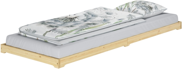 Überlanges Bodenbett Futon extra niedriges Holzbett 90x220 Kiefer lackiert V-60.47K-09-220 ohne Zubehör