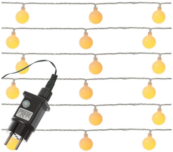MARELIDA LED-Lichterkette Berry Cherry 60 weiße XL Kugeln 8 Funkt. 9m Außen Deko Girlande, 60-flammig