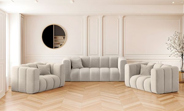 Kaiser Möbel Loungeset Sofagarnitur 2+1+1 Couchgarnitur serie Grand Stoff Haga und Salvador