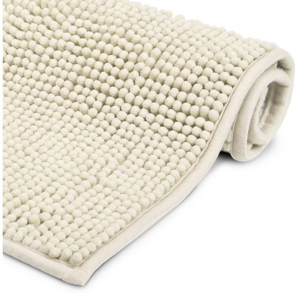 Beautissu Badvorleger rutschfest Waschbar 80x50 cm – Duschvorleger Hochflor Badematte rutschfest Shaggy – Flauschig Badvorleger Badezimmerteppich – Badezimmer Badematte Natur BeauMare FL
