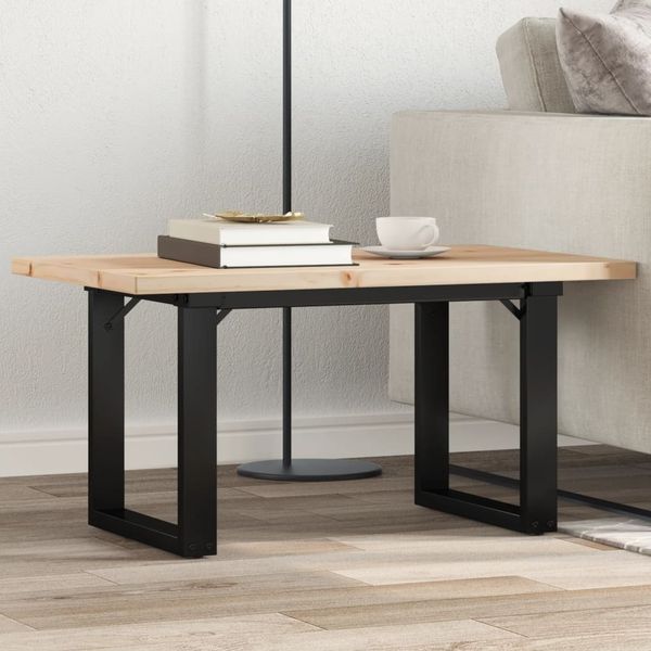 vidaXL Couchtisch O-Gestell 80x50x40,5cm Massivholz Kiefer & Stahl 3282728