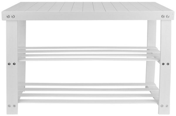JEOBEST Schuhbank Schuhregal, Bambus Schuhbank mit 3 Ablagen, für 6-8 Paar Schuhe, Platzsparend 70 x 27 x 42 cm