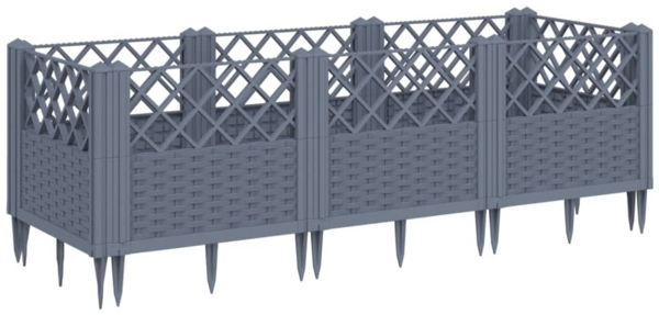 vidaXL Pflanzkasten mit Erdspießen Blaugrau 123,5x43,5x43,5 cm PP 368019