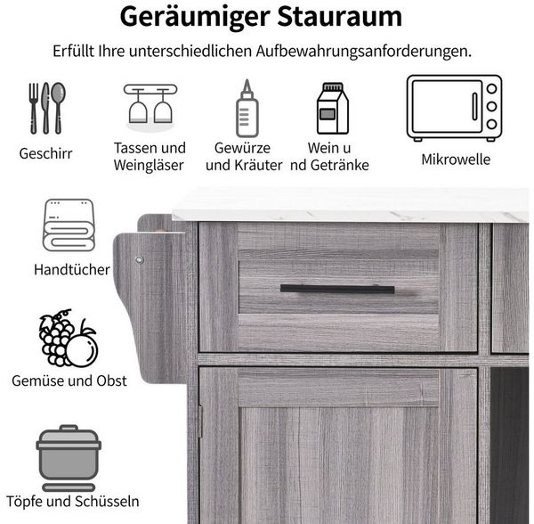 i@home Küchenwagen, (Set), klappbare Arbeitsplatte, mit Rollen, auswechselbare Massivholzfüße