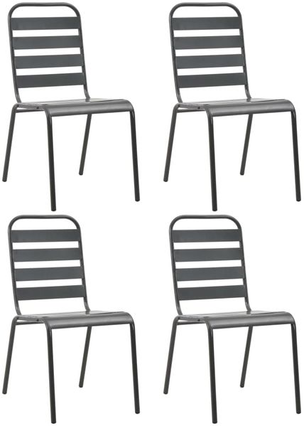 vidaXL Gartenstühle 4 Stk. Lattendesign Stahl Dunkelgrau 310155