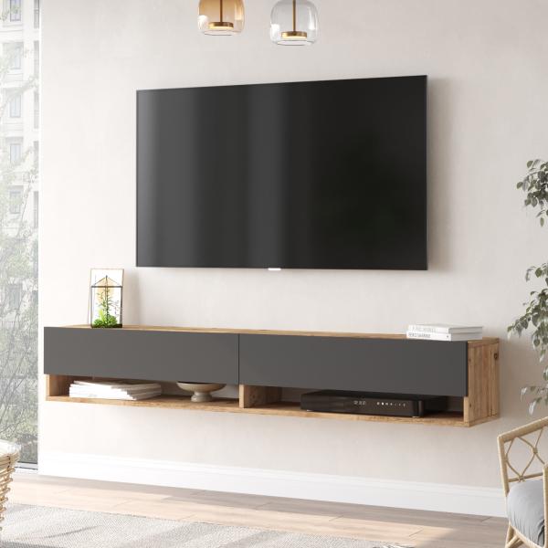 Fernsehtisch Laitila 180x31,5x29,5 cm Eiche rustikal/Anthrazit [en. casa]