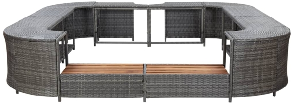 vidaXL Whirlpool-Umrandung Quadratisch Grau 268x268x55 cm Poly Rattan 46074