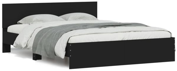 Doppelbett, Bettgestell Modernen mit Kopfteil Schwarz 140x200 cm d1118e