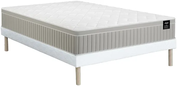 Vente-unique - SOMIRA Mattress and bed base set Stoff Weiß - B 140 cm x H 31 cm x L 190 cm